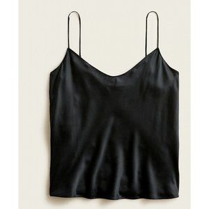 J. Crew Women's $98 Washable Silk Charmeuse Camisole Top Black Size XL BB257